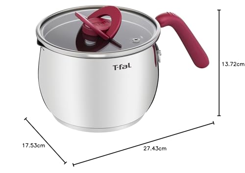 T-fal Single Handed Pot 16cm 2.6L IH Gas Fire, Substances Such As PFOA, "Optispace IHMulti Pot Rouge"Red G74783