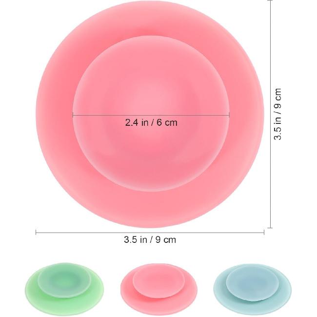 DOITOOL 3pcs Silicone Suction Plate Double Sided Suction Cups Silicone Utensil Rest Sucker Pads for Plate Silicone Grip Dish Suction Cup Plates Plate
