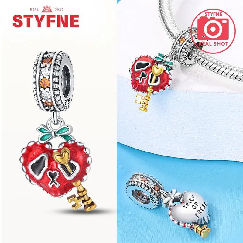 Genuine copper Luminous Halloween Charm Bead Charms Zombie Skeleton Dangle Bead Compatible With Authentic Bracelets Do It Yourself Fine Jewellery Gift