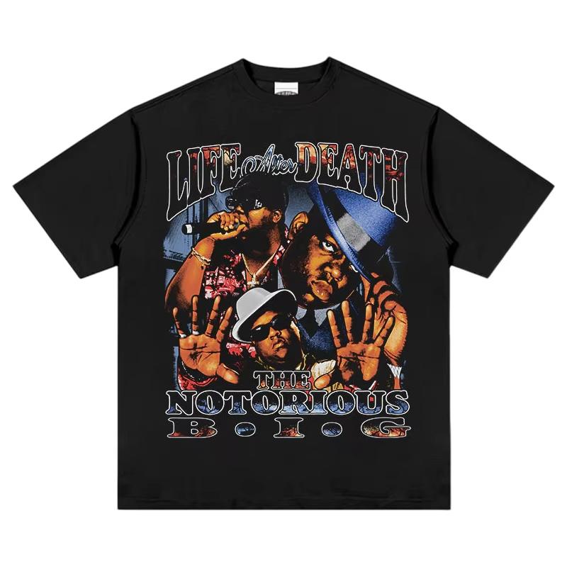 2026 The Notorious B.I.G. T-Shirt 90s East Coast Hip Hop Graphic Print Crew Neck Pure Cotton High Street Fashion Tops - Men s... S разноцветный