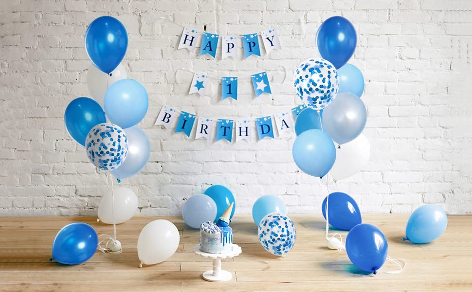 Partyda Blue Confetti Balloons 70 Eco-friendly Natural Rubber Party Decorations Birthdays Celebrations Festivals Events Graduation Grand Opening