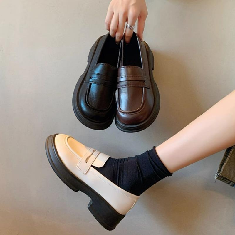 Fashion Japanese Style Fashion Leather Single Shoes for Women in Autumn 2025,new British Style Black Platform Loafers Zapatos De Mujer