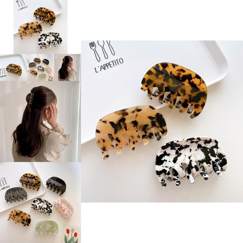 Large Oval 8cm Cow Pattern Hair Claw Clip For Women Stylish Retro Design