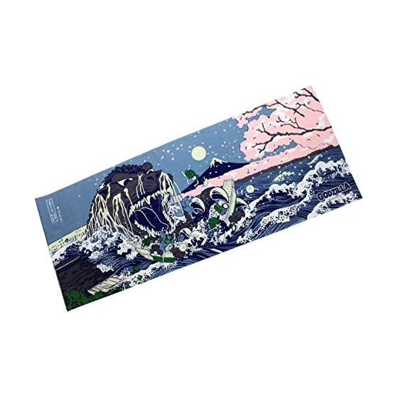 Four Carts GODZILLA Print Tenugui - Goshizakura, Thirty-six Views of Mount Fuji, Great Monster Cherry Blossom Banquet - Godzilla x Ukiyo-e Discharge
