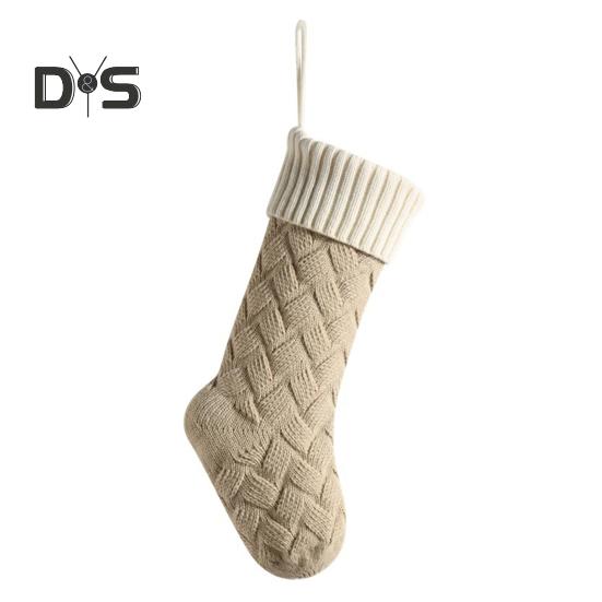 Large Knitted Christmas Stockings 18" Xmas Gift Stocking Hanging Decorations Festive Decor Candy Toys Bag Hanging Stocking for Mantel Window