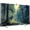 2D Lone Wolf in Foggy Woods Backdrop Photography Background Banner