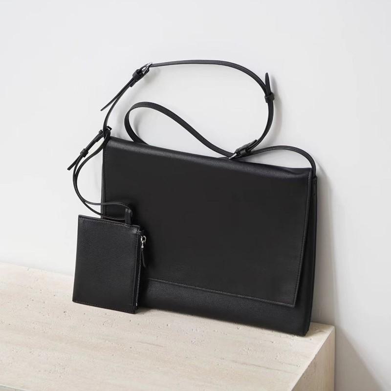 Inside and Outside Full Leather Minimalist Sheepskin Flip Mail Carrier Bag Underarm Envelope Bag Women's Shoulder Crossbody Handbag