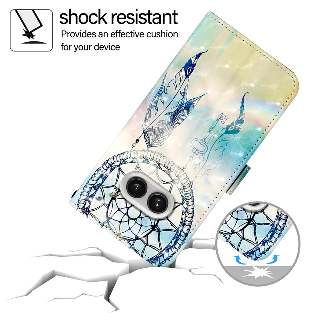 For Nothing Phone (2a) Plus/Phone (2a) Leather Case 3D Pattern Printing Wallet Stand Mobile Cover with Strap