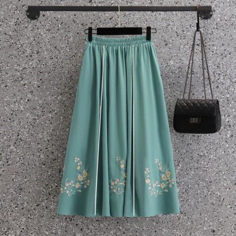 Spring Republic Women's Hanfu Tea Ceremony Dress: Tang Suit Slimming Embroidered Cheongsam Two-Piece Set