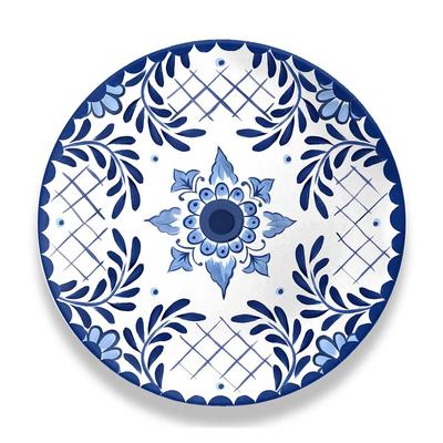 Abode Homeware Cobalt Casita Stylish Microwave and Dishwasher Large Platter for Lunch and Dinner Break-Resistant Plate, 27cm, Design, Plastic, Safe,
