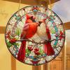 Red Cardinal Suncatcher. Stained glass style acrylic for bird lovers & home decor.
