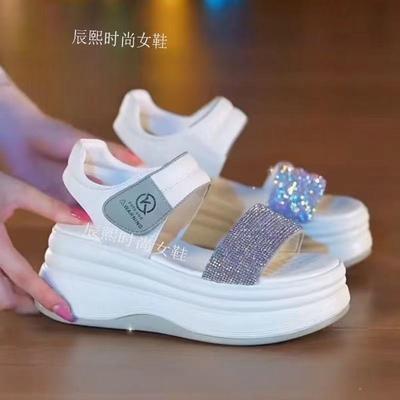Thick-soled Inner Height-increasing Sandals Women's 2025 New Versatile and Thin Small 8cm Muffin Bottom Fashionable, Versatile and Comfortable