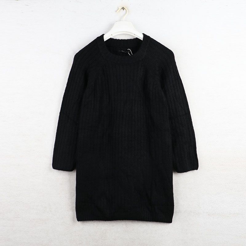 

Sunshine House Fall and Winter New Arrival BSk round Neck Straight-leg Loose Mid Length Long Length Women s Sweater Long Sleeves Knitwear Plus Size Black L: Bust size 120