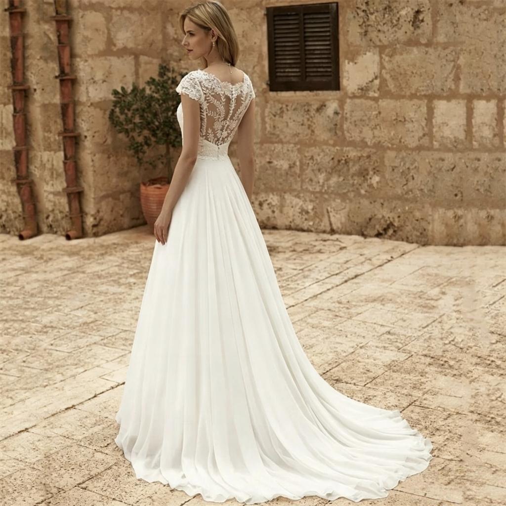 Wedding dress new bridal slim and thin simple fashion trend lace long elegant light wedding dress small trailing dress