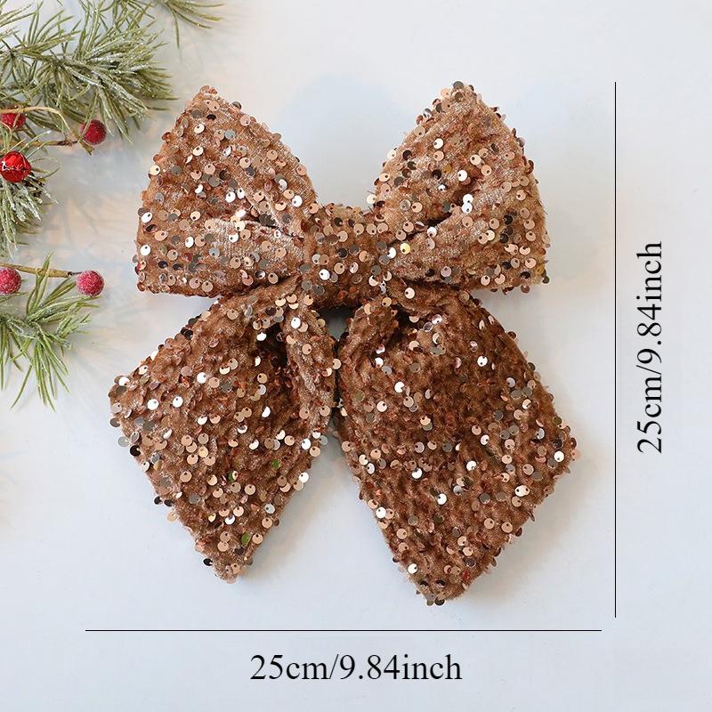 Christmas Decorative Knots 25x25cm Red Velvet Ribbon Bows Large Size Plush Bow Flower Craft Christmas Tree Ornaments Deco Noel