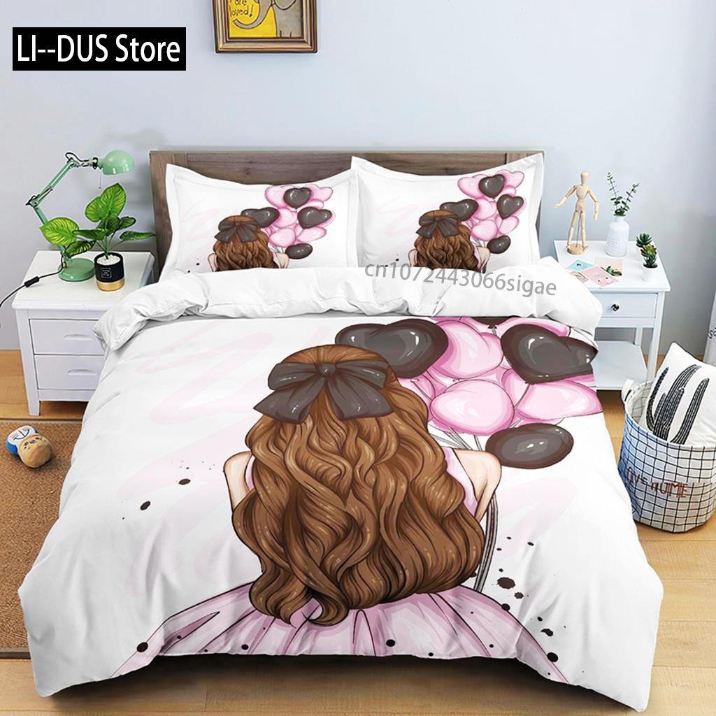 

Cartoon Ballerina Duvet Cover Bedding Set For Girls Kid Cute Ballet Princess Dancer Quilt Cover Birthday Gift Bedroom Decoration EU single(135x200cm)
