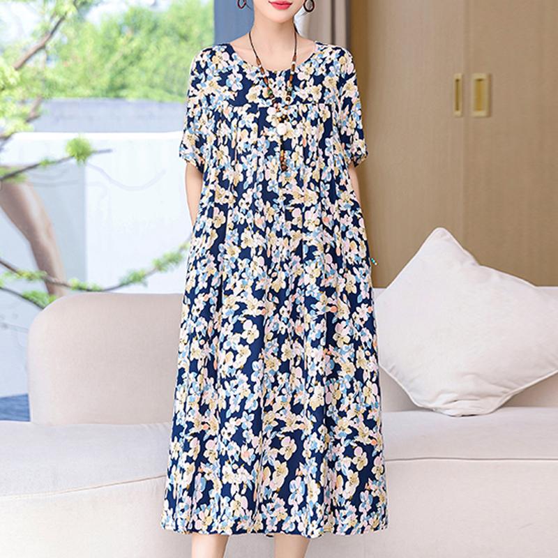 Letné oversize šaty Elegantné dámske dlhé šaty s krátkym rukávom Plus veľkosti