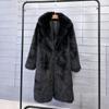 Womens Faux Fur Coat Mid-Length Winter Outerwear Street Style Polo Neck No Hood
