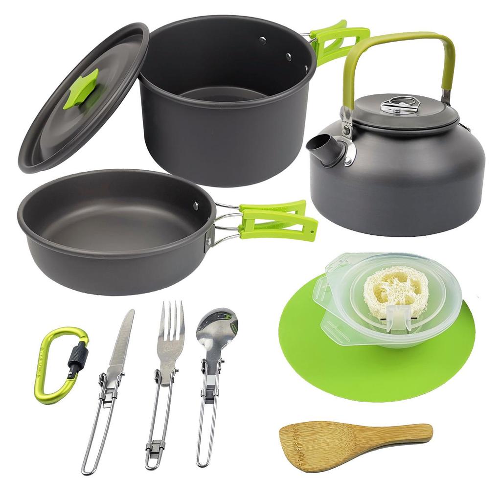 Portable Outdoor Camping Cookware & Teapot Set