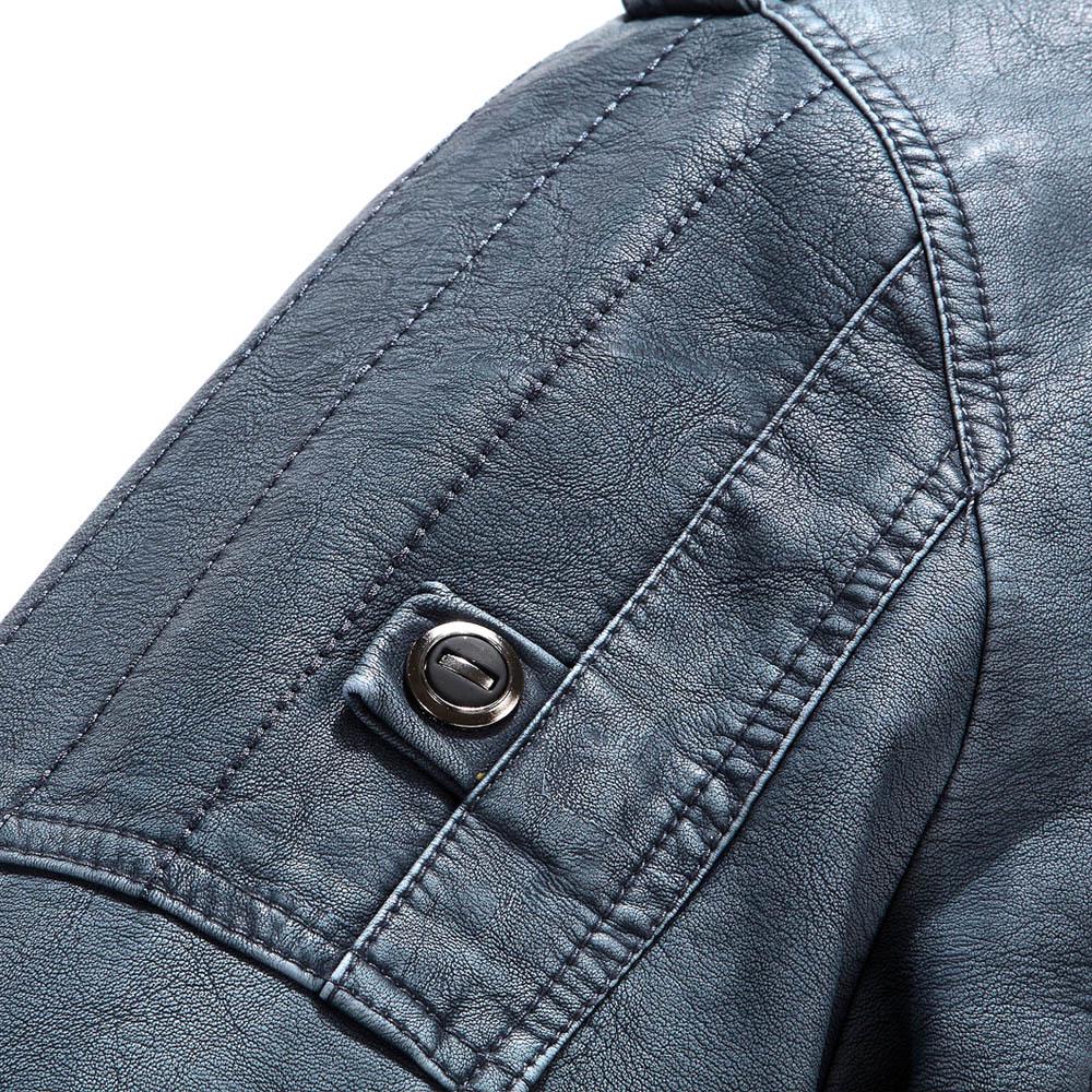 Chaqueta Retro de Cuero PU para Hombre con Forro Polar: Estilo Lavado Otoño/Invierno