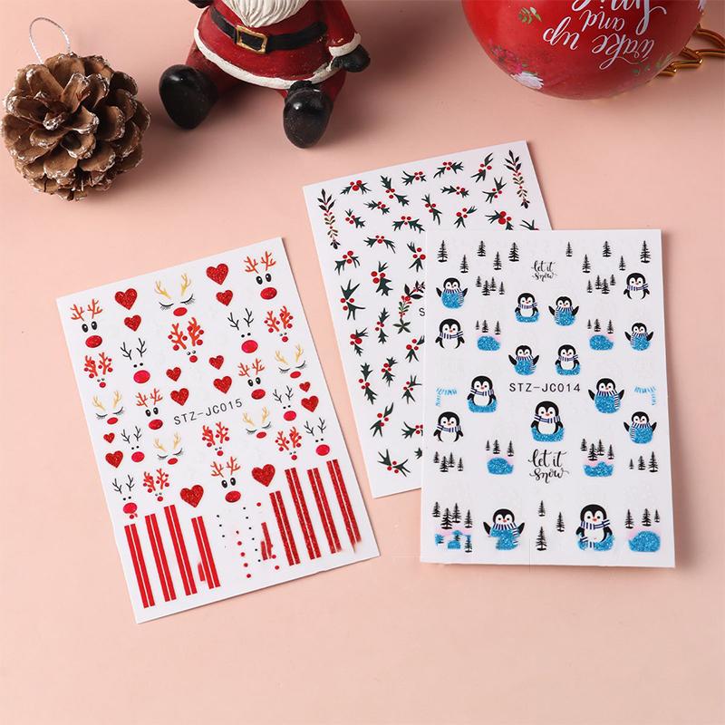 5Pcs Trendy Cartoon Laser Glitter Nail Art Stickers DIY Self Adhesive Nail Art Decorations Pretty Manicure Decals