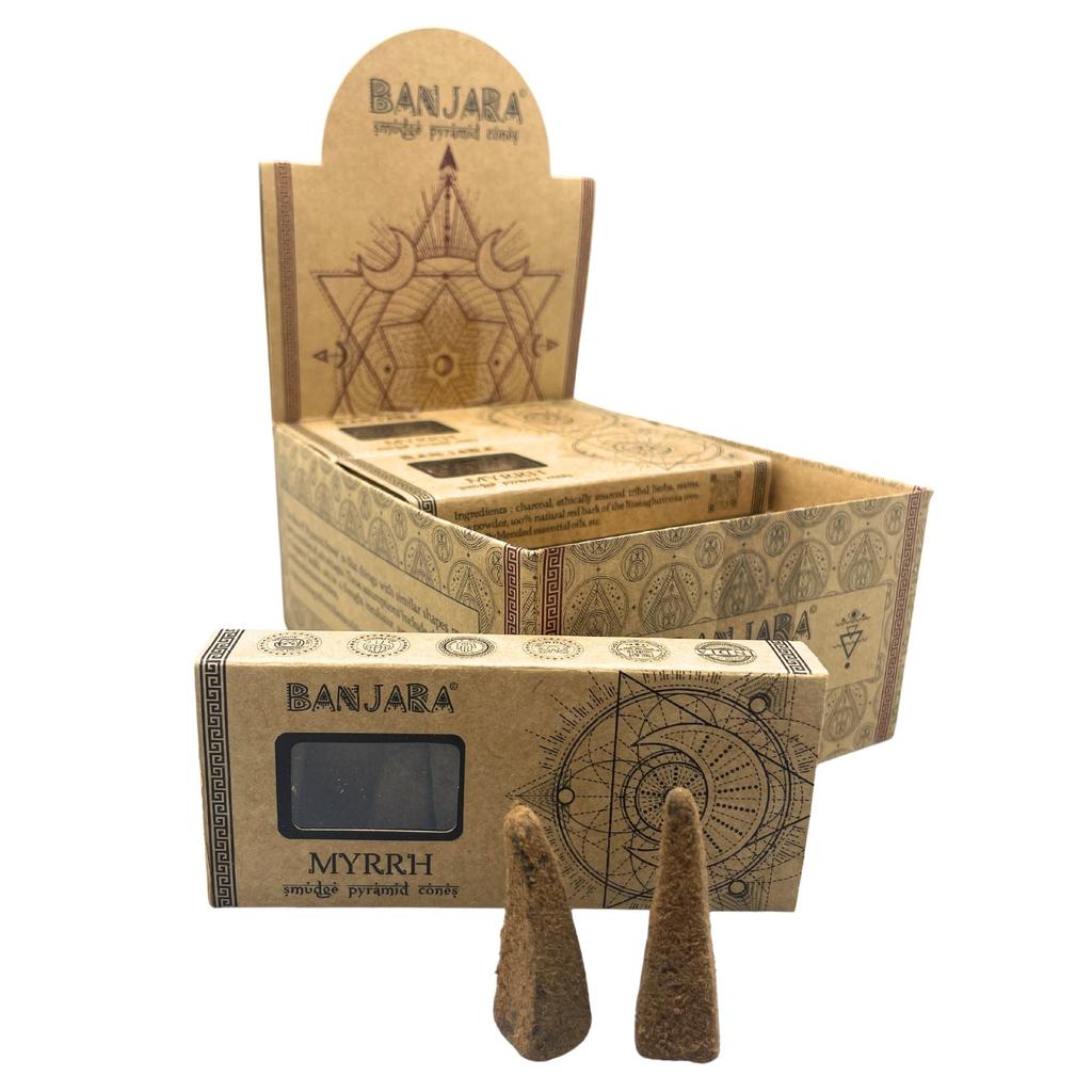 6x Myrrh Incense Cones Pyramid Smudge 10 Pack Banjara