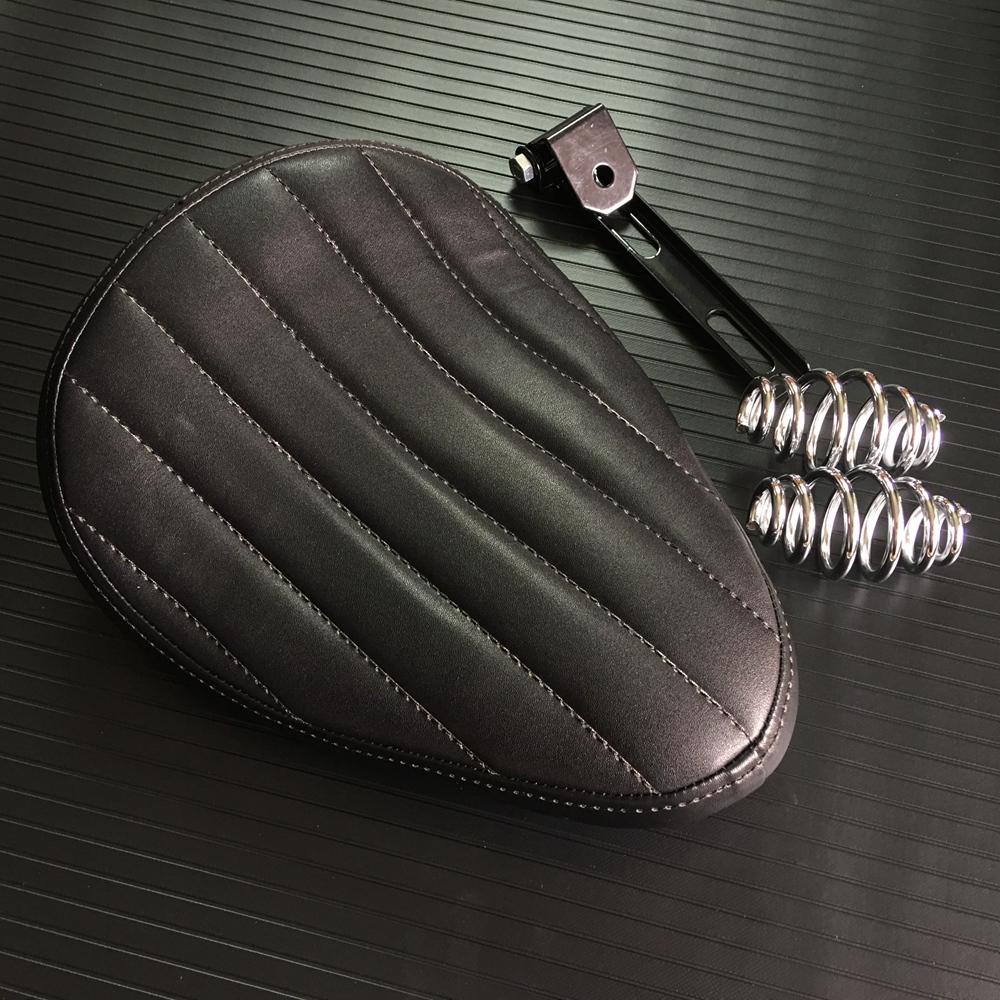 Black Motorcycle Roll Leather Solo Seat & Spring + Saddle Bracket Universal For Harley Sportster 883 XL Chopper