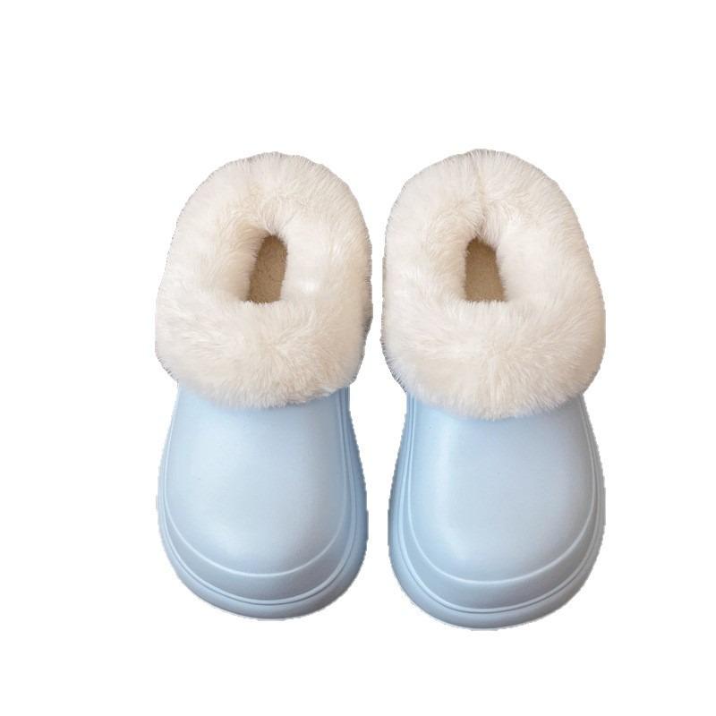 New women's outer wear thick-soled heightening fluffy slippers piled warm waterproof non-slip versatile casual cotton mop