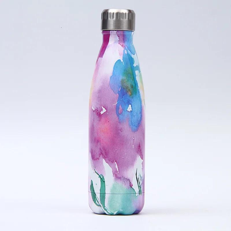 Kreativní květinová termoska Nerezová láhev na vodu Nepropustná sportovní láhev na pití do posilovny Na vodu Chladicí Izolovaný hrnek