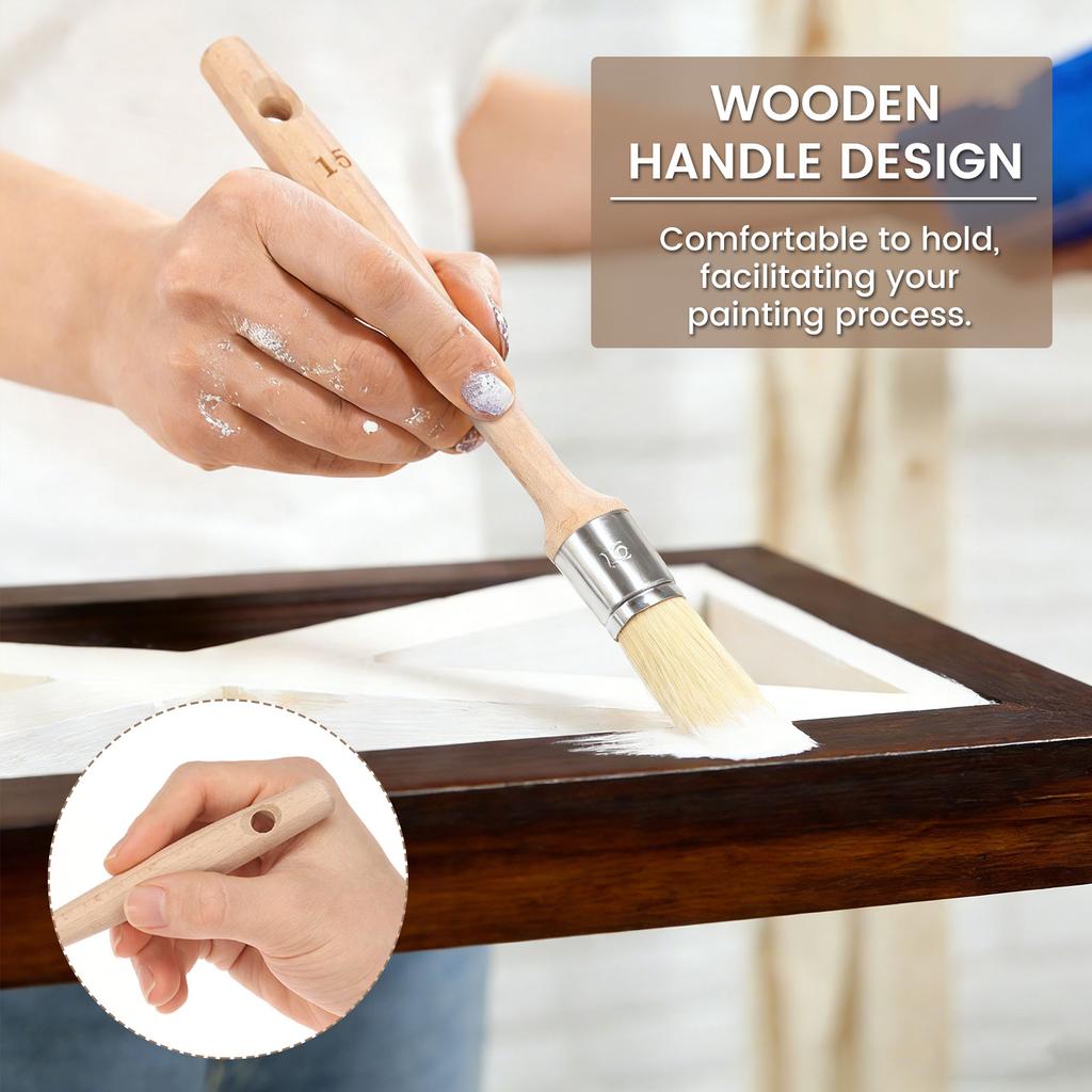 3/6 Pcs Trim Painting Brush Set Round and Pointed Edge Painting Brush Wooden Handle Paintbrush Edge Painting Tools for Door Wall