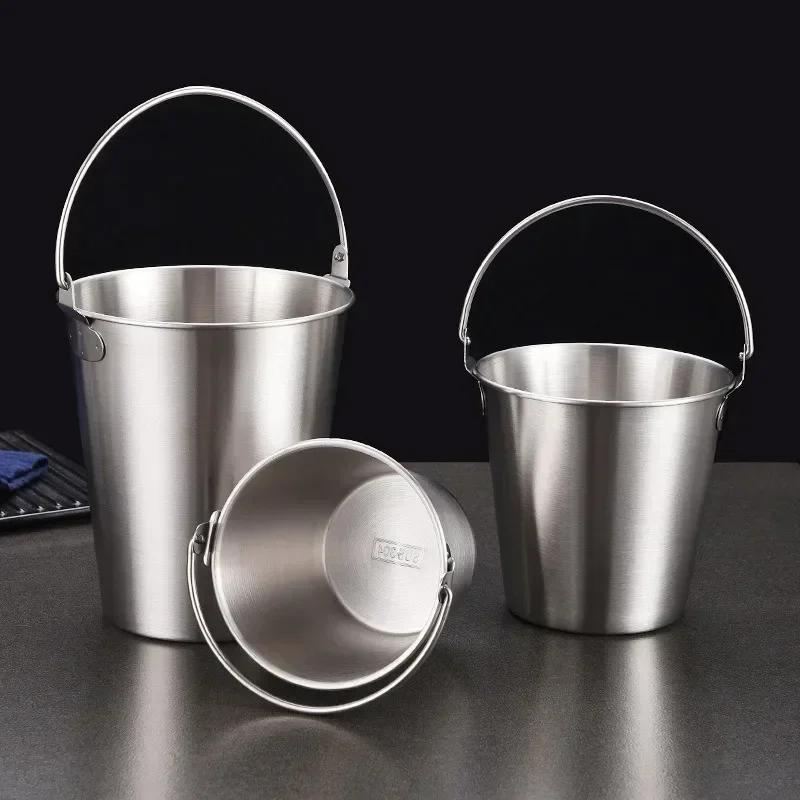 Stainless Steel Ice Bucket Bar Party Ice Bucket Golden Beer Barrel Champagne Bucket Cooling Barrel Snack Fried Chicken Bucket