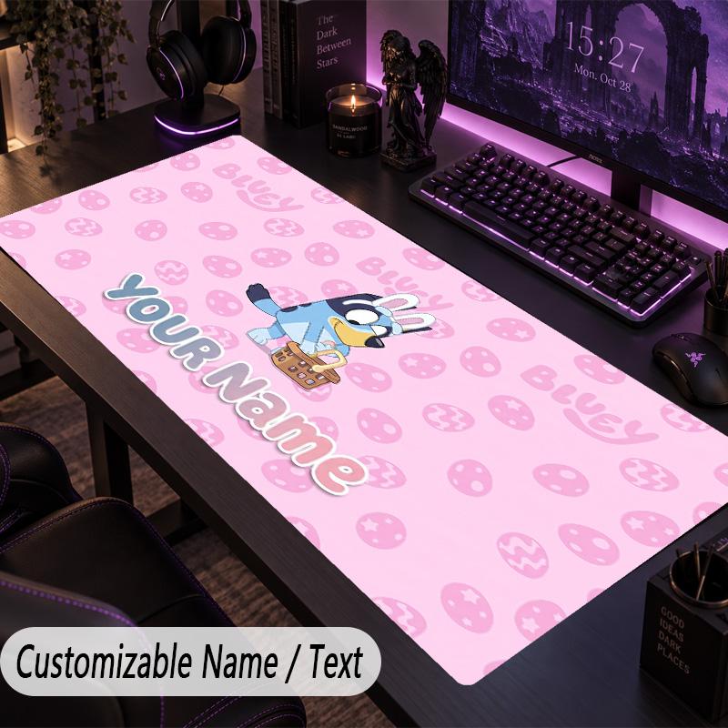 Large Mouse PadBluey Custom Name Text Personalized Desk Mat Non Slip Gaming Pad