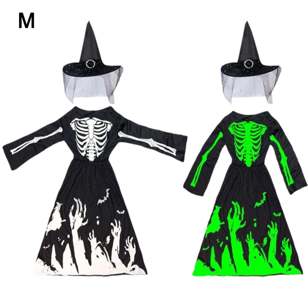 Luminous Cosplay Skeleton Suit Fabric Luminous Kids Dress Grim Reaper Costume  Stage Performance