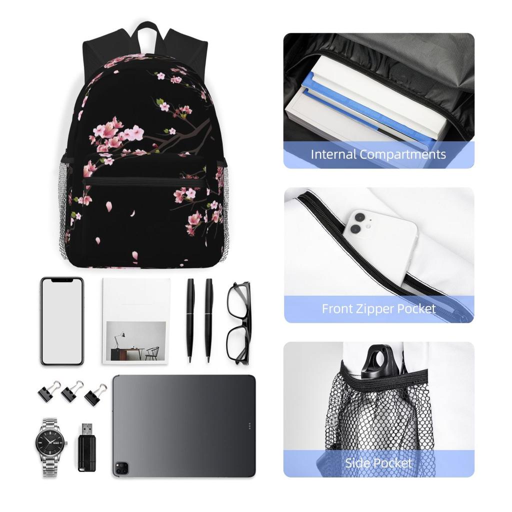Japanese Sakura Cherry Blossoms Student Backpack School Bag Hiking Travel Daypack for Men Women Bookbag Shoulder Bags