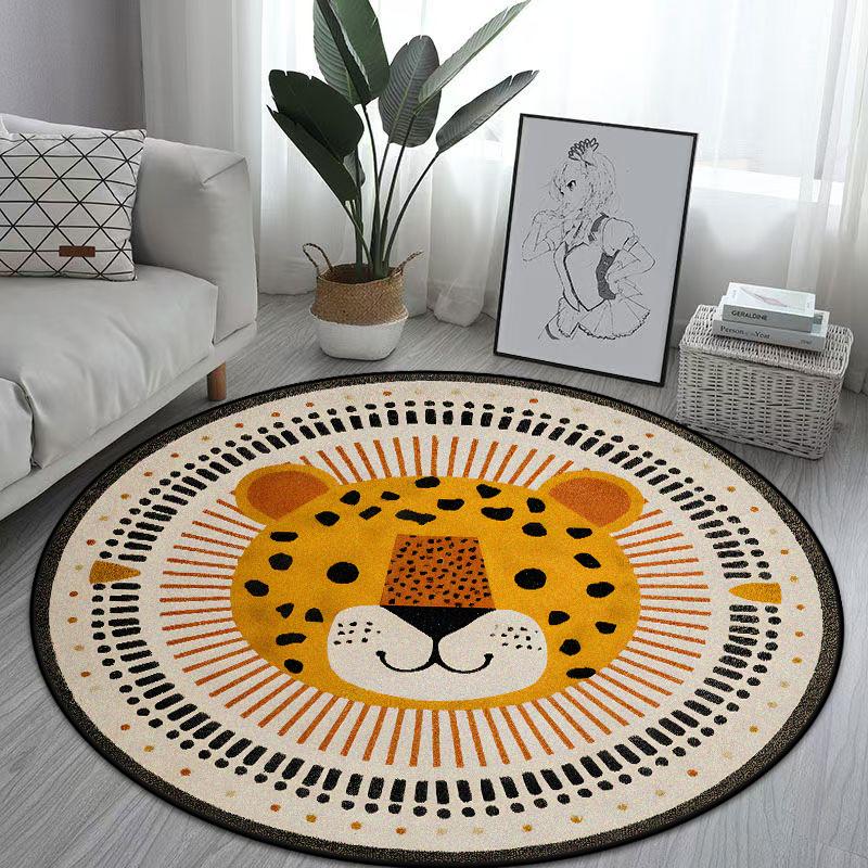 Cute Animal Pattern Rotundity Carpet Living Room Tea Table Foldable Rug Bed End Anti-slip Large Area Easy Cleaning Mat Office