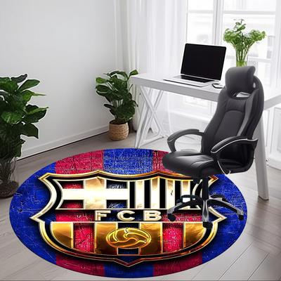 1pcBarcelona FC Office Round Area Rug, Indoor Mat Suitable For Office, Under Office Chairs Bedroom Living Room Home Decor, Room Deco