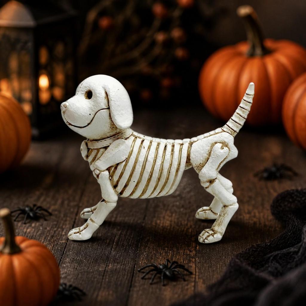 Skeleton Dog Figurine Distressed Resin Long-Lasting
