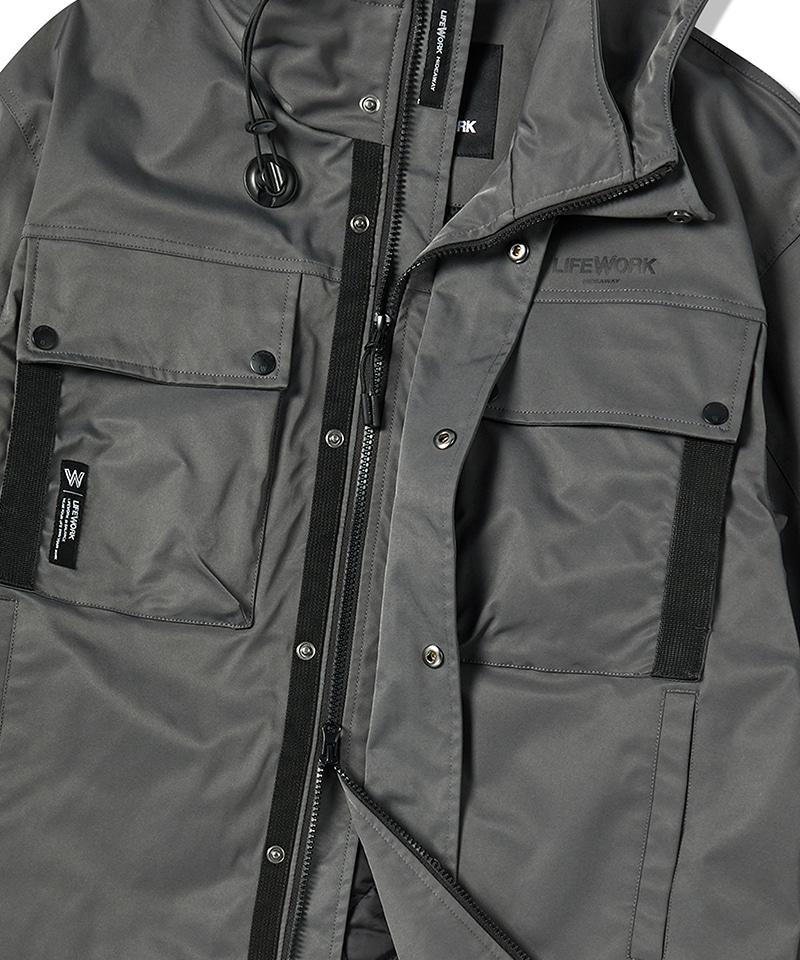 LIFEWORK Tech Placket Multi-Pocket Hooded Jumper