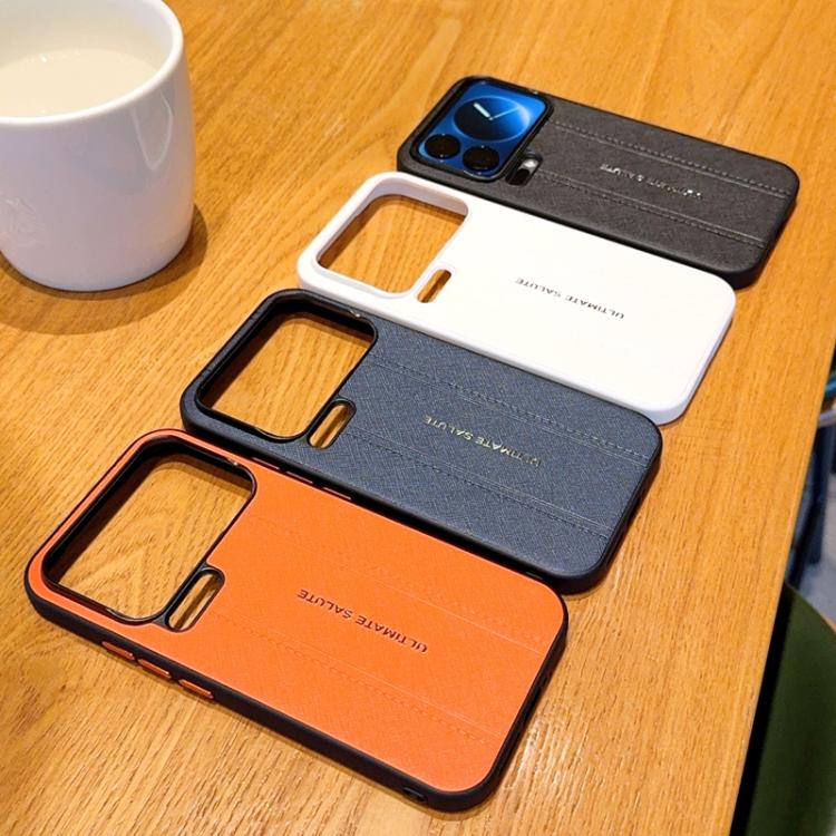 Metal Camera Lens Frame Buttons Vegan Leather Phone Case For Xiaomi 14 Ultra, Shockproof Protective Cover