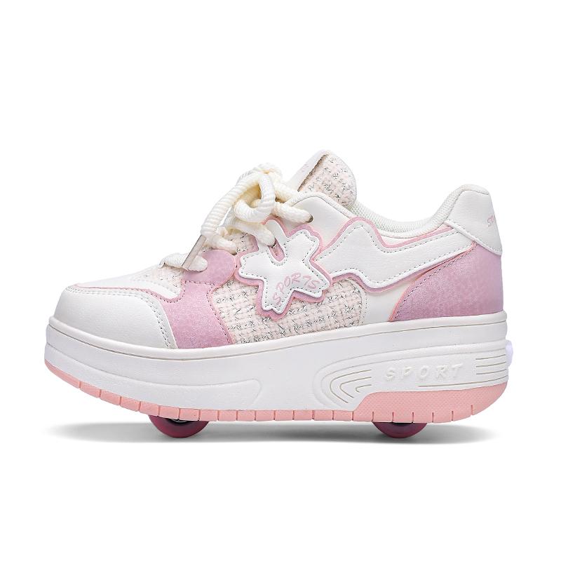 Scarpe Pattini a Rotelle Sportivi per Bambini Ragazzi Ragazze Comode 2 Ruote Scarpe da Passeggio Basse Scarpe da Pattinaggio a Doppio Scopo