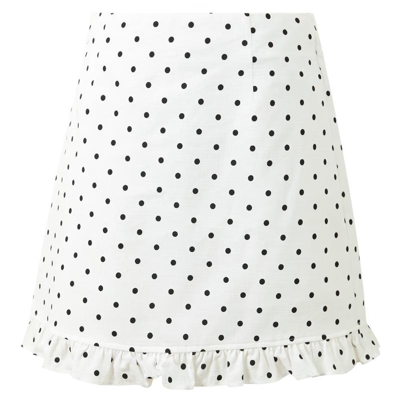 SanCai High Waist A-Line Polka Dot Mini Skirt L