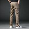 Business Casual Pants Men's Slim-fit Straight Spring and Autumn Thick Pure Cotton New Elastic Trousers Men's Autumn