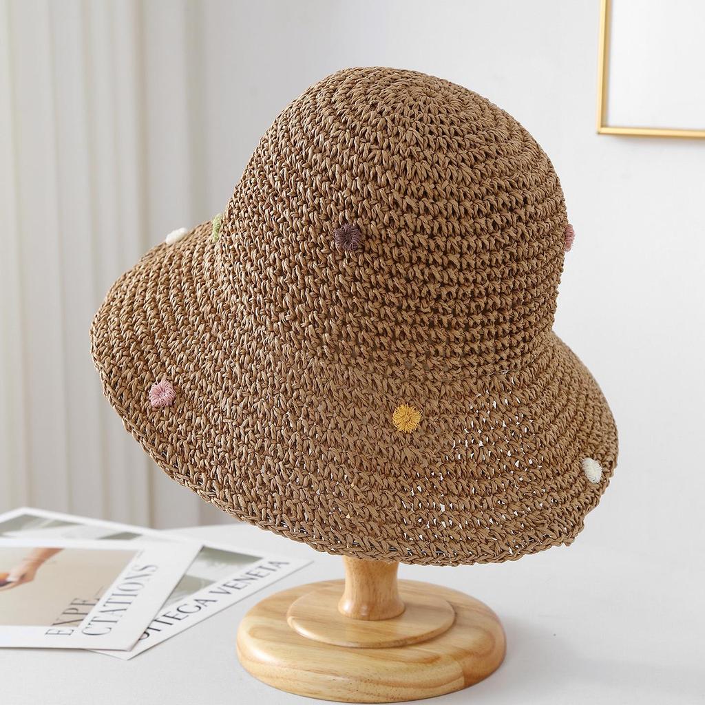 Women's Large Brim Foldable Breathable Straw Sun Hat for Summer Travel & Vacation