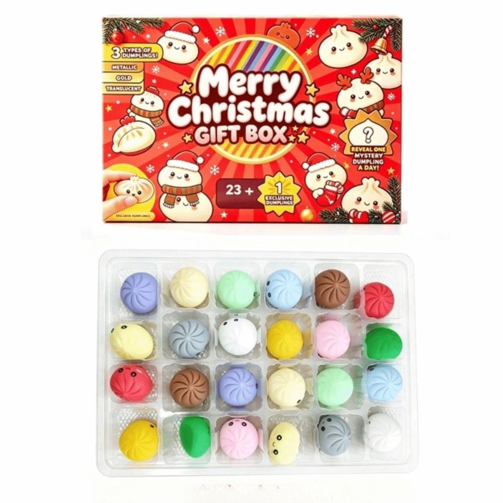 Langsame Widerstandsfähigkeit Weihnachten Knödel Adventskalender Knödel Teigkugel Blind Box für Kinder & Erwachsene