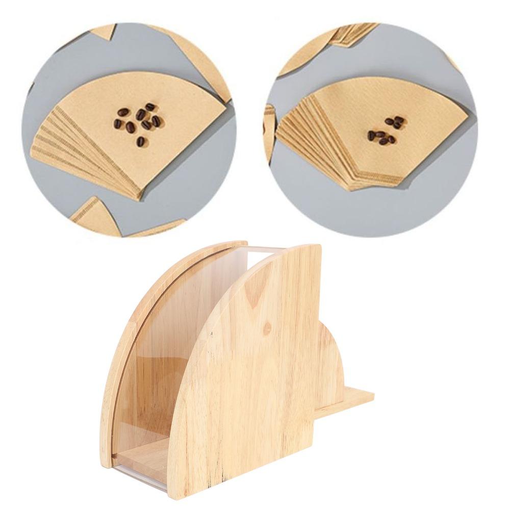 Large Capacity Coffee Filter Storage Rack Solid Wood Coffee Filter Organizer Kitchen Organization