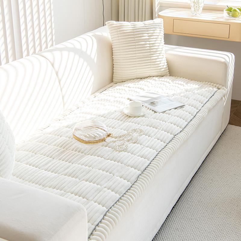 Verdicken Quilten Warm Streifen Flanell Sofakissen Wohnzimmer Sofa Handtuch Mehrzweck Sofaüberwurf Husse