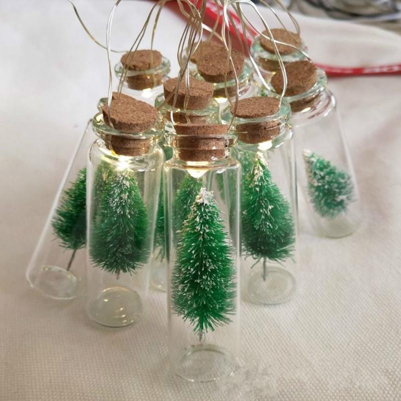 1M 10pcs Mini Christmas Tree LED String Lights Pendant Xmas Decorations for Home New Year Gift