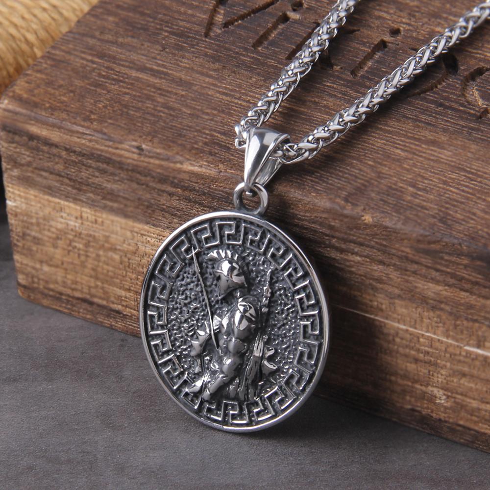 Sparta Helmet Pendant Necklace Never Fade Mens Gift with Wooden Box Durable Stylish Jewelry