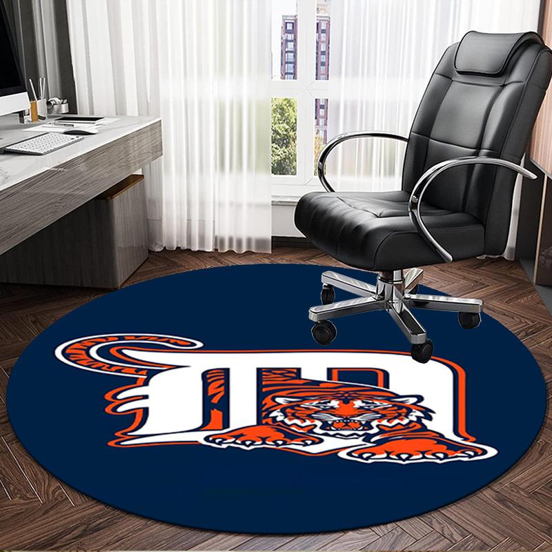 Detroit Tigers Emblem Round Rug for Livingroom,Bedroom, Palyroom, Chair Rug, Area Rug, Circle Carpet, Large Size Fan Christmas Gift