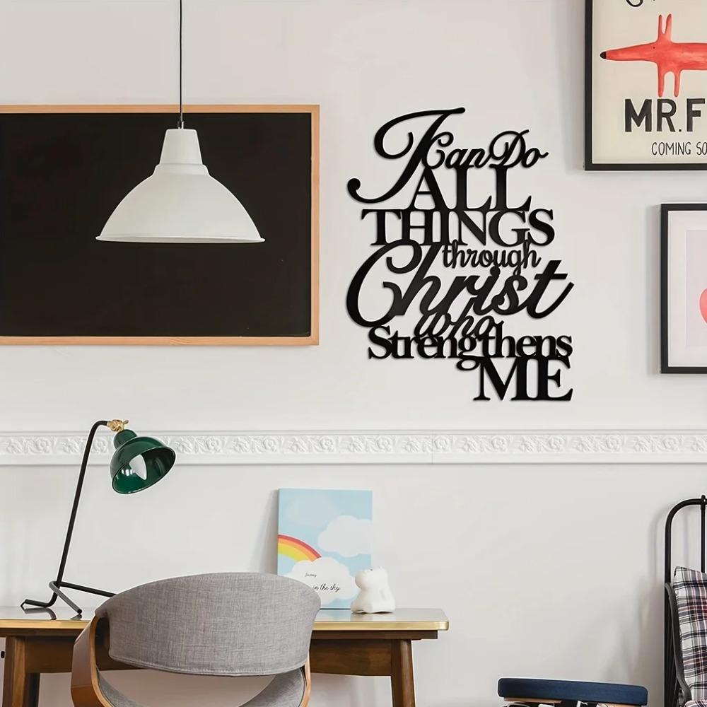 Wandbehang aus Metallkunst – Rahmenlose Dekoration mit Buchstabenmuster für Innenräume, Restaurants und Wohnzimmer